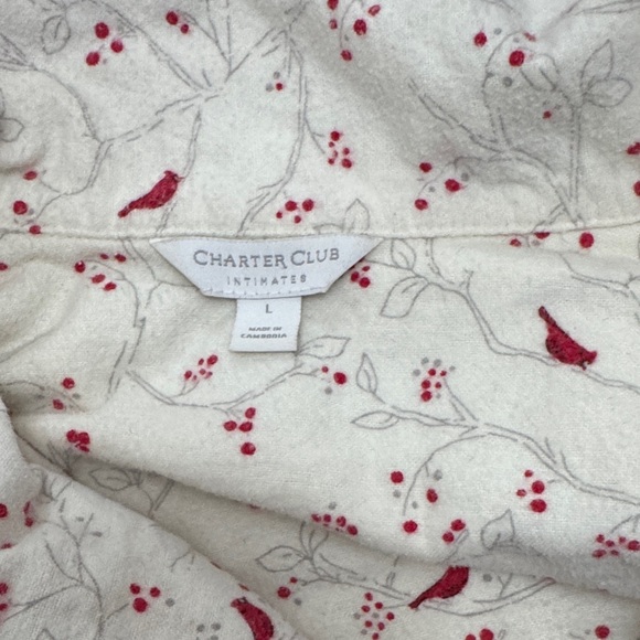 Charter Club Cream Pajama Set with Red Trim - Picture 10 of 12